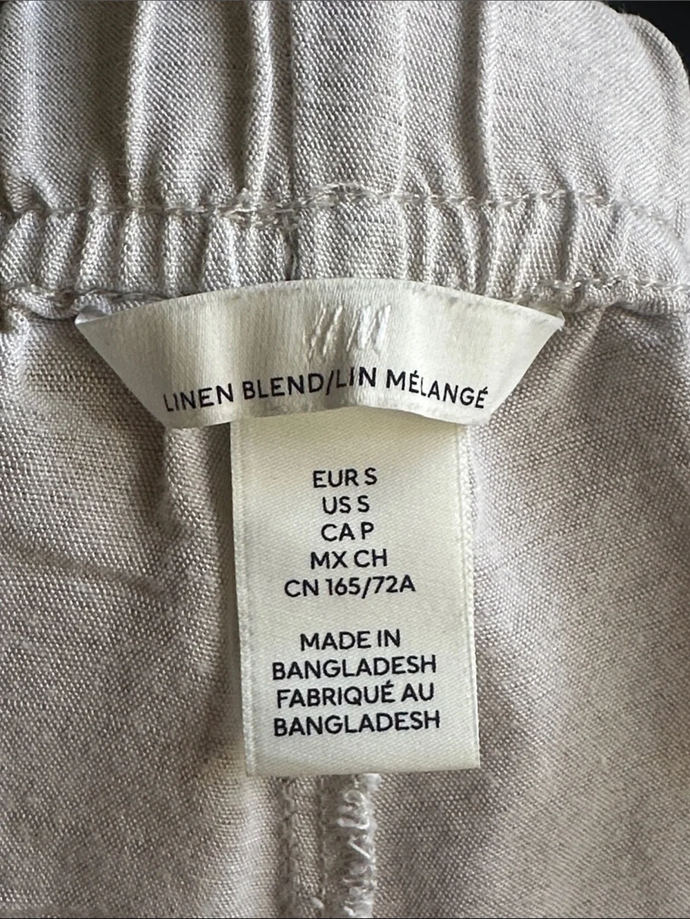 H&M Cream Wide-Leg Linen Drawstring Pants